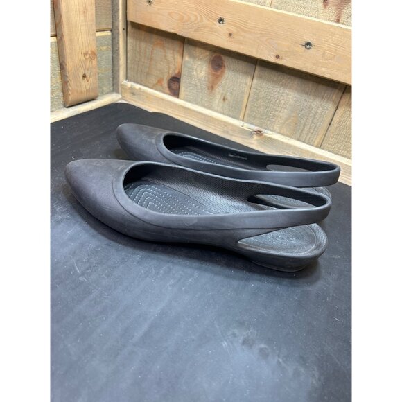 Crocs Womens W8 Iconic Comfort Black Slingback Flats Lightweight Casual Shoes - Picture 5 of 7